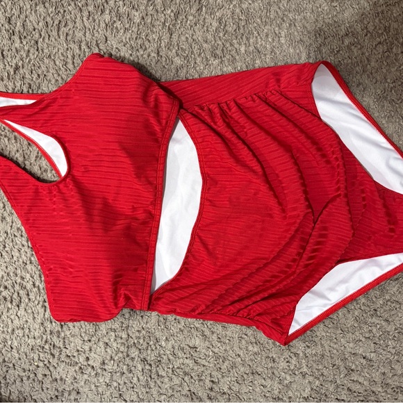 New Shein Red Ribbed Cutout Swimsuit 1X - Picture 7 of 7
